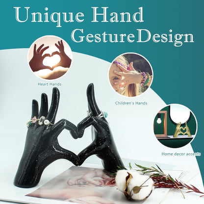 Accessoryway Black Heart Hands Decor Sculpture,Small Love Finger Gesture Decorative Sculpture for
