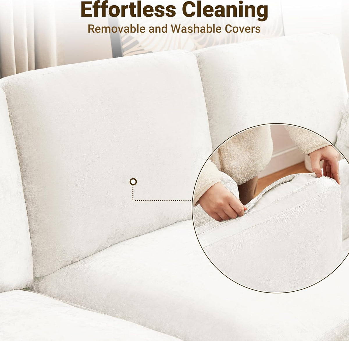 Tbfit L Shaped Couch 8 Seat, Sectional Sofa for Living Room,Chenille Cloud Couch with Ottoman, Beige
