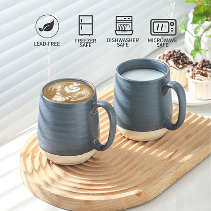Hasense Porcelain Coffee Mugs Set of 6, 15 Ounce Large Ceramic Coffee Cups Set with Handle for