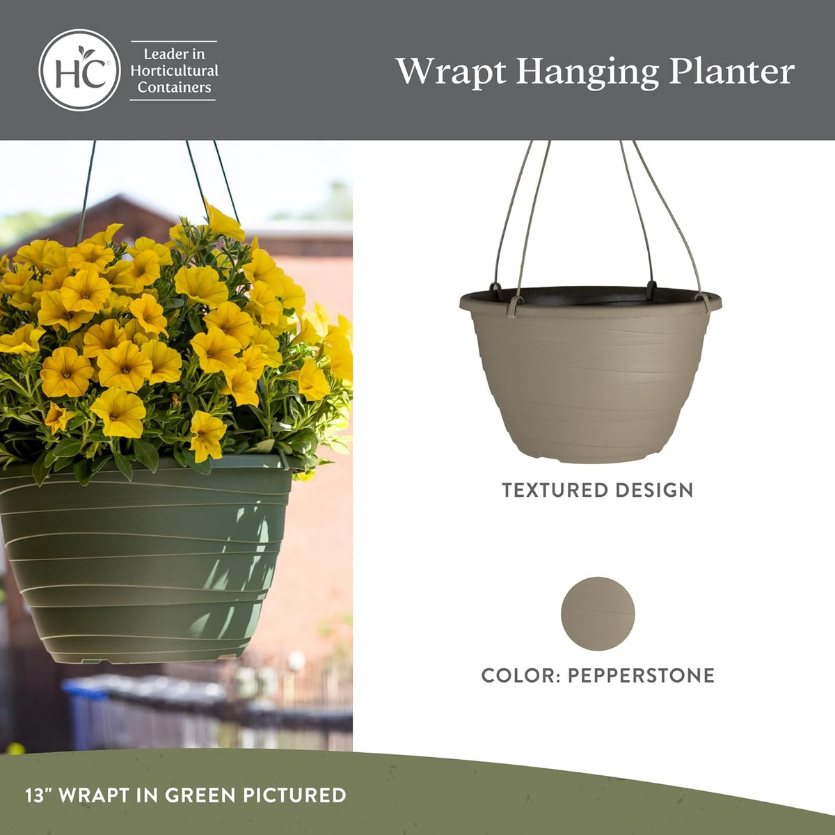 The HC Companies Wrapt Hanging Planters - Lightweight Plant Pot Hanger for Hanging Plants