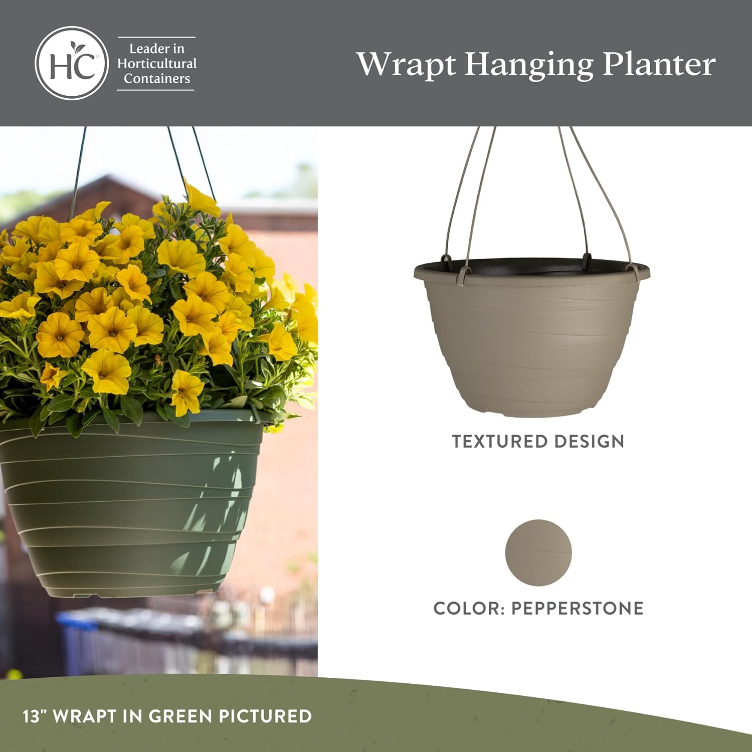 The HC Companies Wrapt Hanging Planters - Lightweight Plant Pot Hanger for Hanging Plants