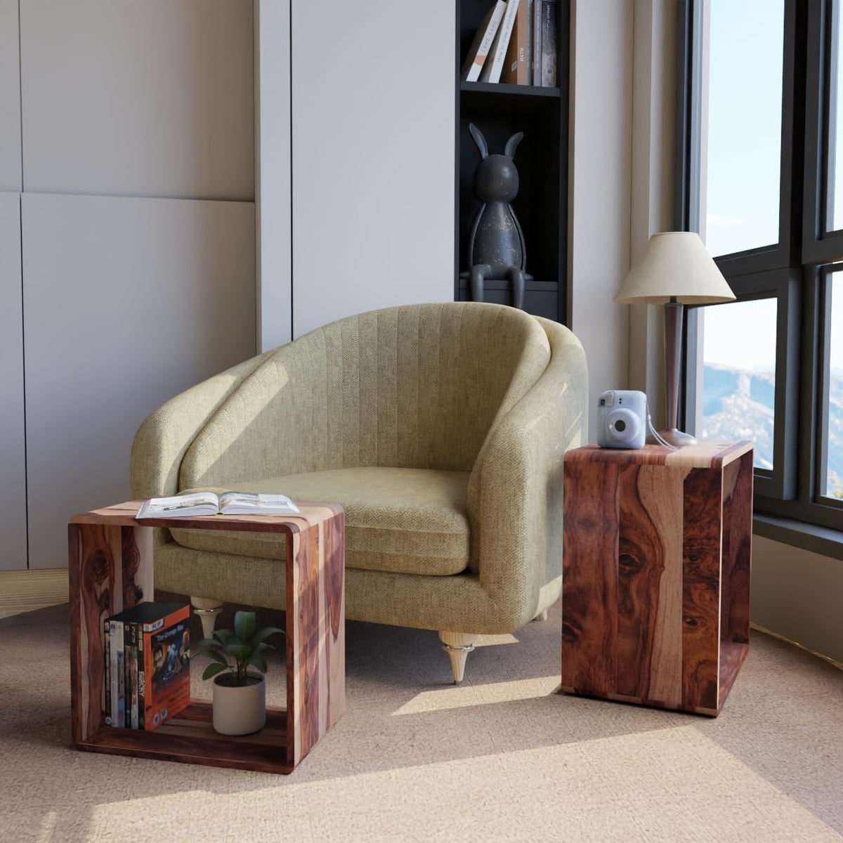 Relso Cascade Nesting Tables for Living Room with Premium Sheesham Wood Construction | Nesting End