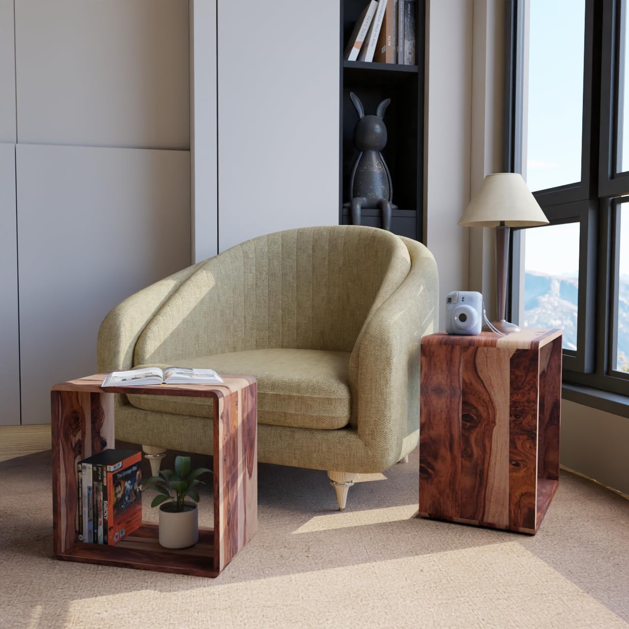 Relso Cascade Nesting Tables for Living Room with Premium Sheesham Wood Construction | Nesting End