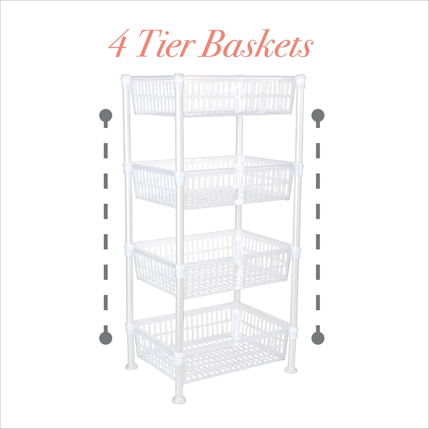Kitchen Details 4 Tier Slim Basket Shelf Rack | Storage & Organizer | Kitchen | Bathroom | Laundry