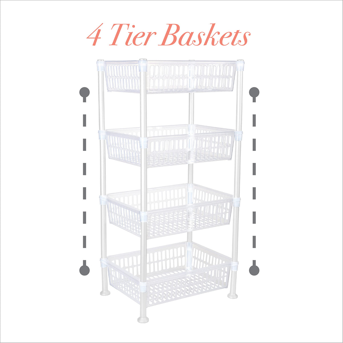 Kitchen Details 4 Tier Slim Basket Shelf Rack | Storage & Organizer | Kitchen | Bathroom | Laundry