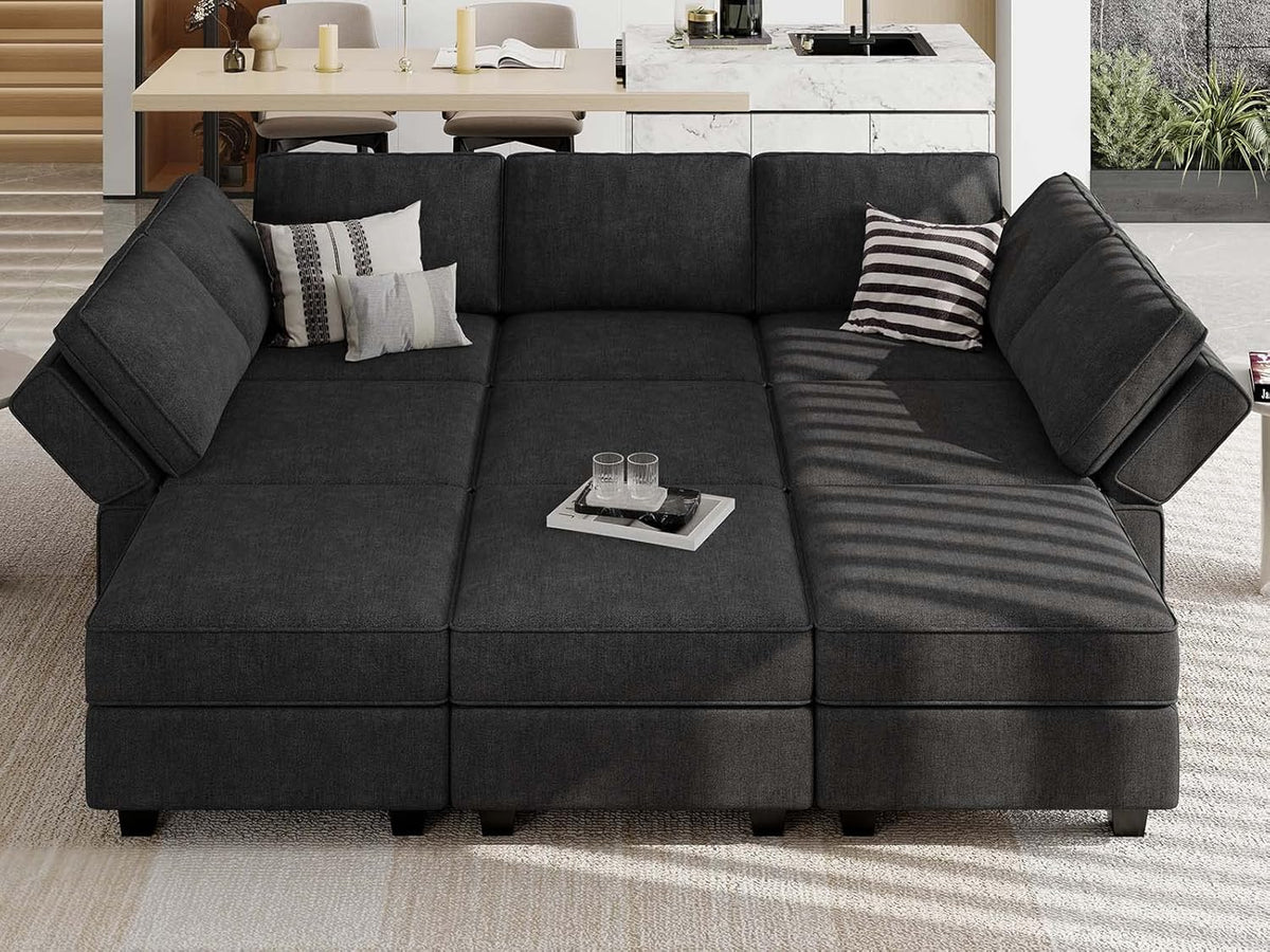 Belffin Modular Sectional Sleeper Sofa Couch with Storage Ottoman Convertible Sectional Couches for