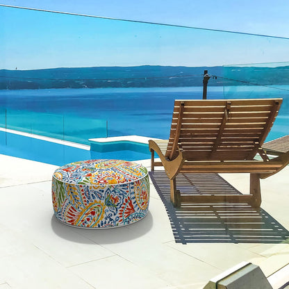 LVTXIII Indoor/Outdoor Inflatable Ottoman, All Weather Round Footrest Stool D21”x H9”, Portable for