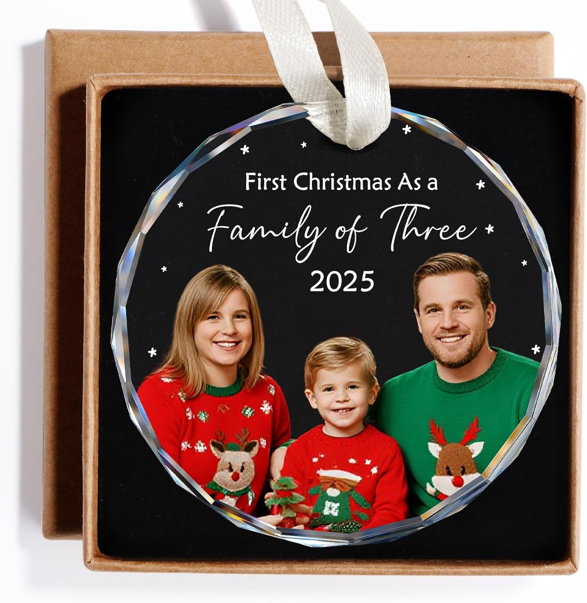 Family Christmas Ornaments 2025 Personalized, Custom Name, Photo Ornaments for Christmas Tree