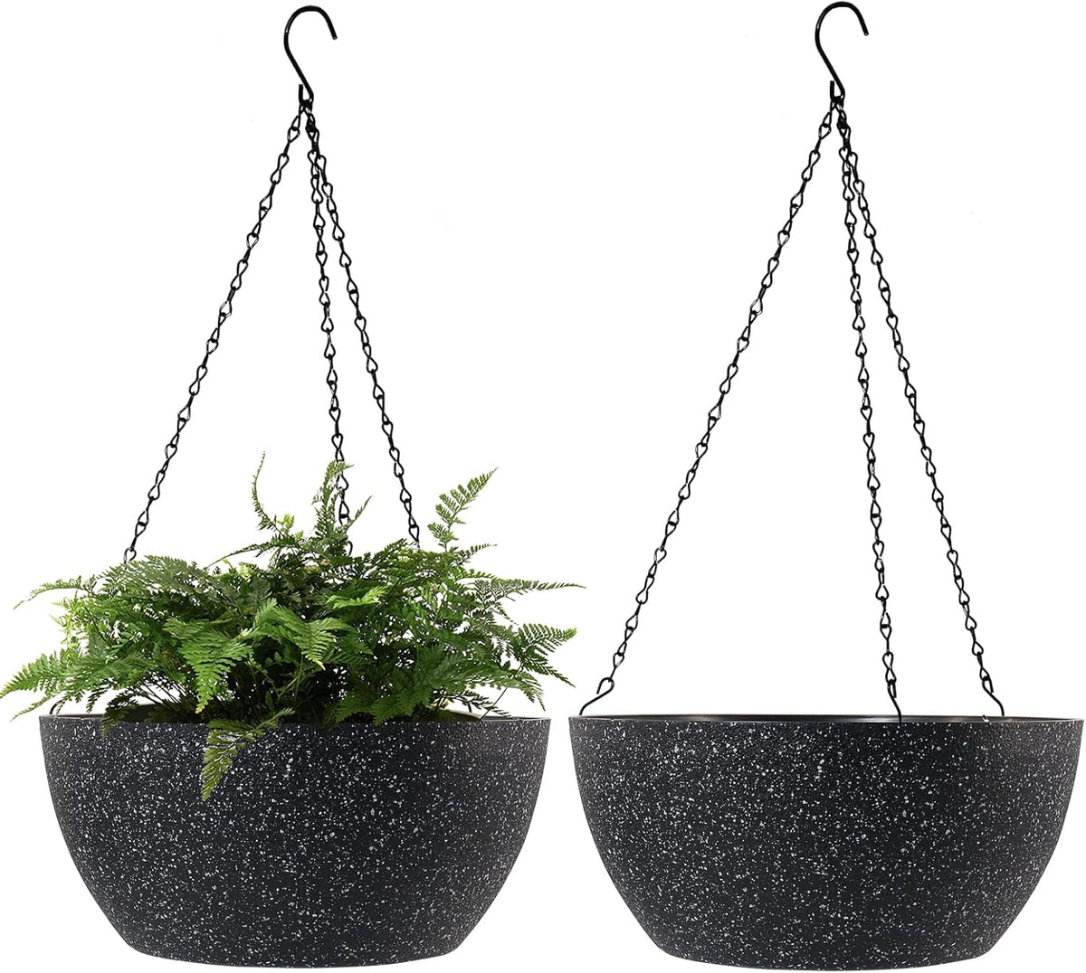 WOUSIWER 13 inch 2Pack Large Hanging Planters for Outdoor Indoor Plants with Drainage Holes and