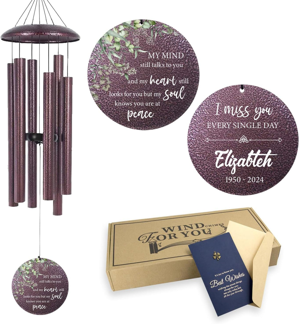 ASTARIN 36" Large Deep Tone Personalized Sympathy Wind Chimes, Memorial Wind Chime for Loss of