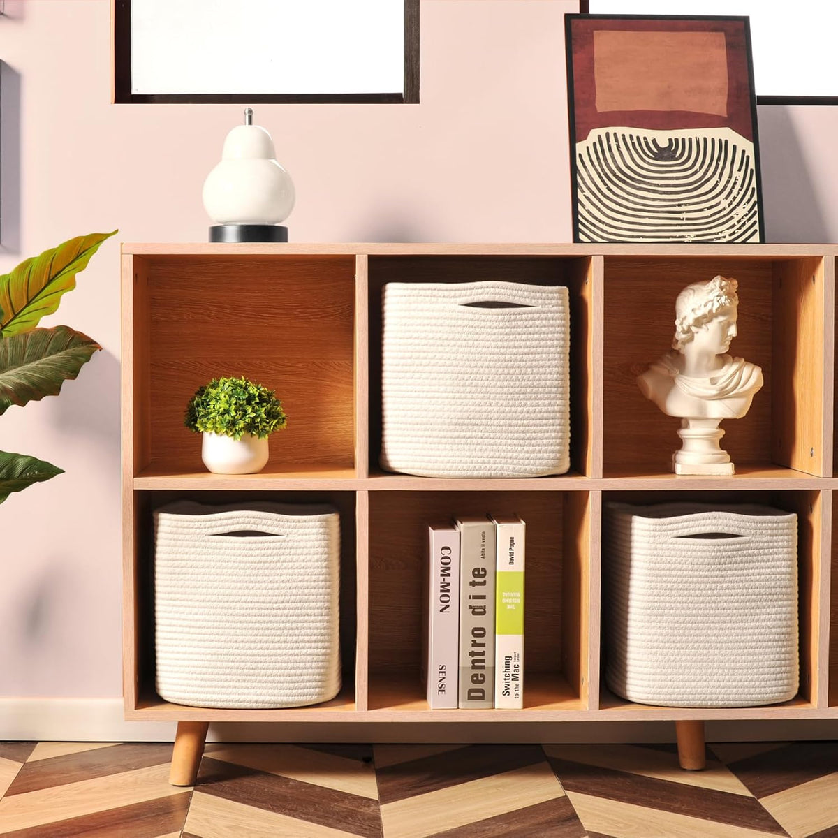 11 Inch Cube Storage Bins, Organizer Bins, Woven Cotton Rope Baskets for Storage, Storage Baskets