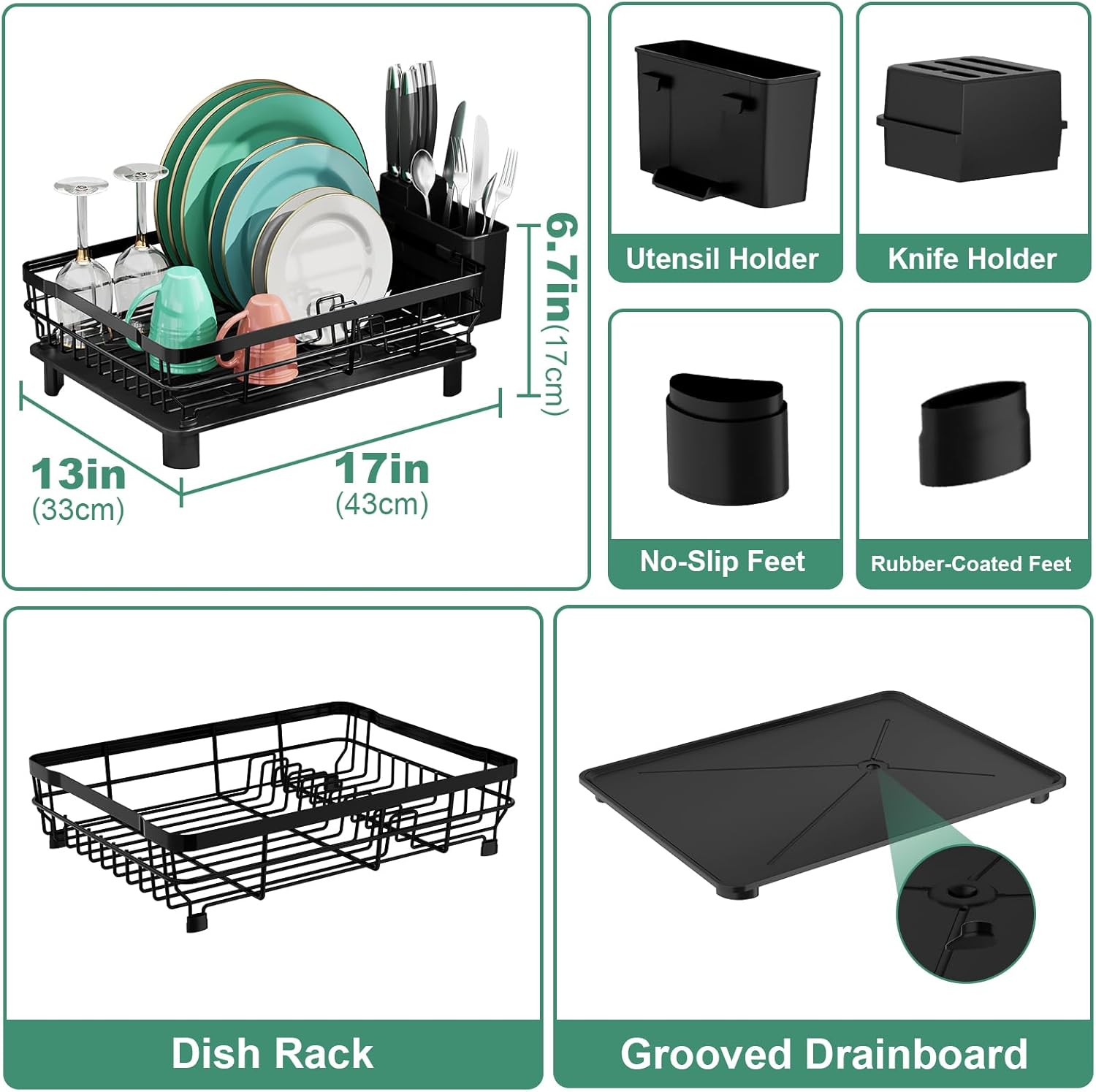 MOUKABAL Dish Drying Rack, Dish Rack, Stainless Steel Dish Racks for Kitchen Counter, Dish Drainer