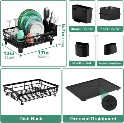 MOUKABAL Dish Drying Rack, Dish Rack, Stainless Steel Dish Racks for Kitchen Counter, Dish Drainer