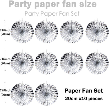 Silver Birthday Decorations,DIY Silver Paper Fans Hanging Decoration ,DecoracióN De CumpleañOs para