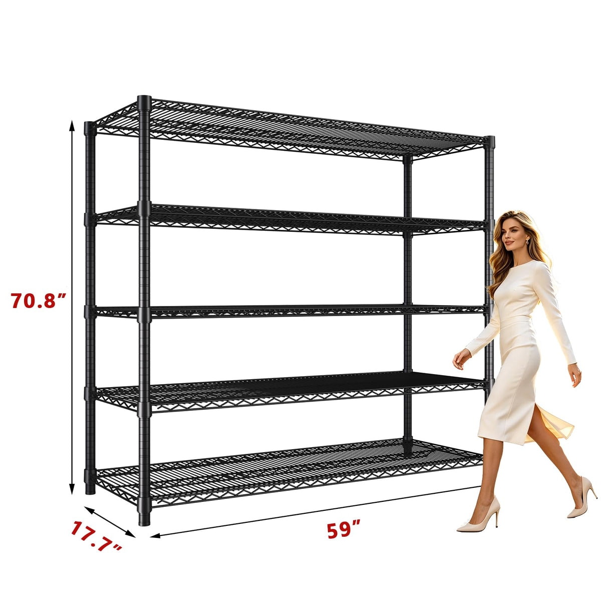 Garvee 70.8" H Storage Shelves 5-Tier Garage Shelving Adjustable for Pantry
