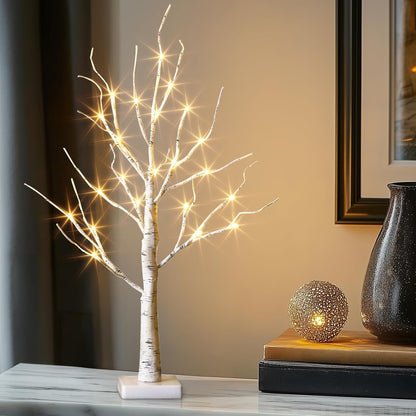 EAMBRITE Lighted Birch Tree Spring Decorations for Home, White Birch Tree with Lights, 24 LED