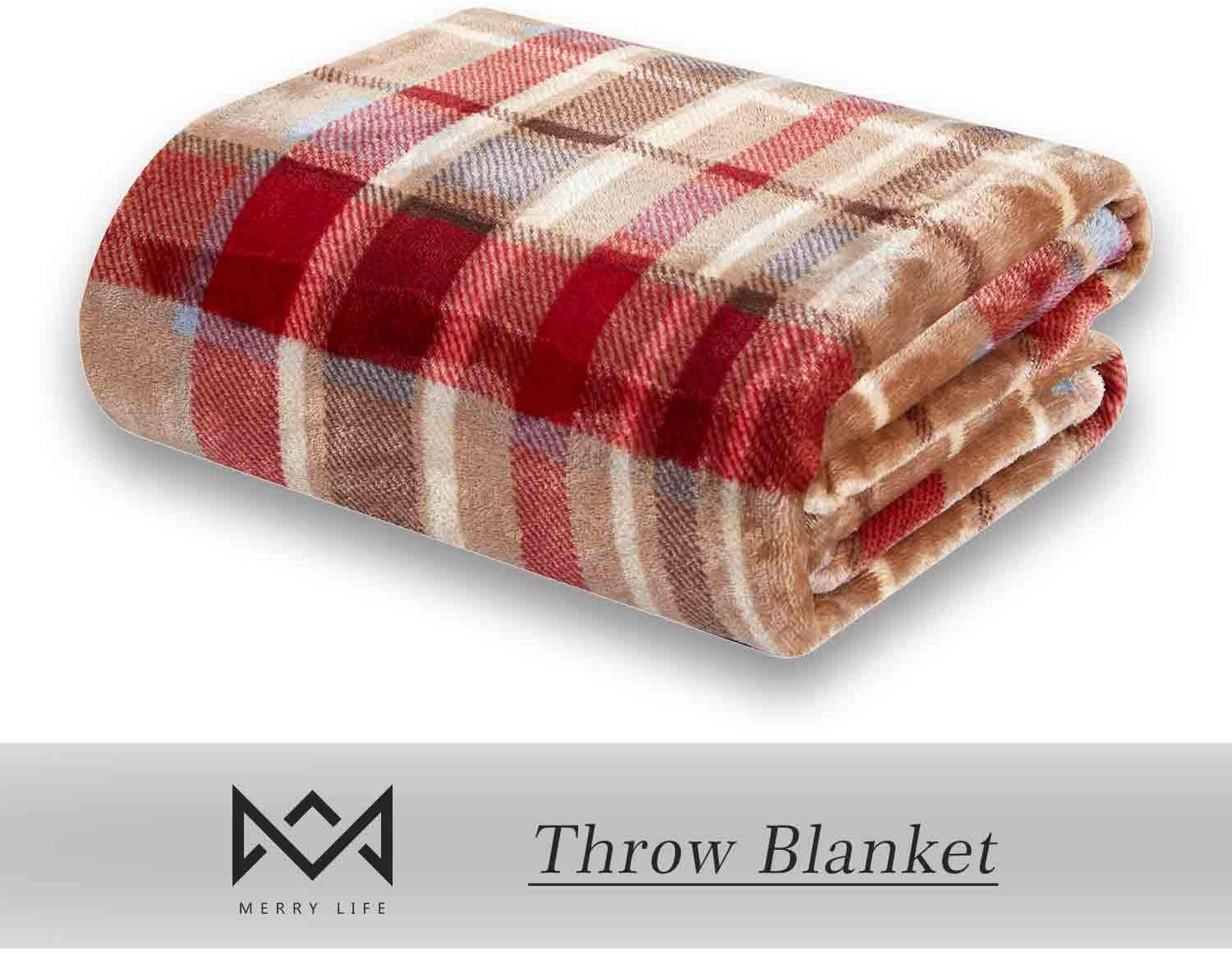MERRYLIFE Throw Blanket Plaid | Ultra-Plush Soft Colorful Oversized | Decorative Couch Travel