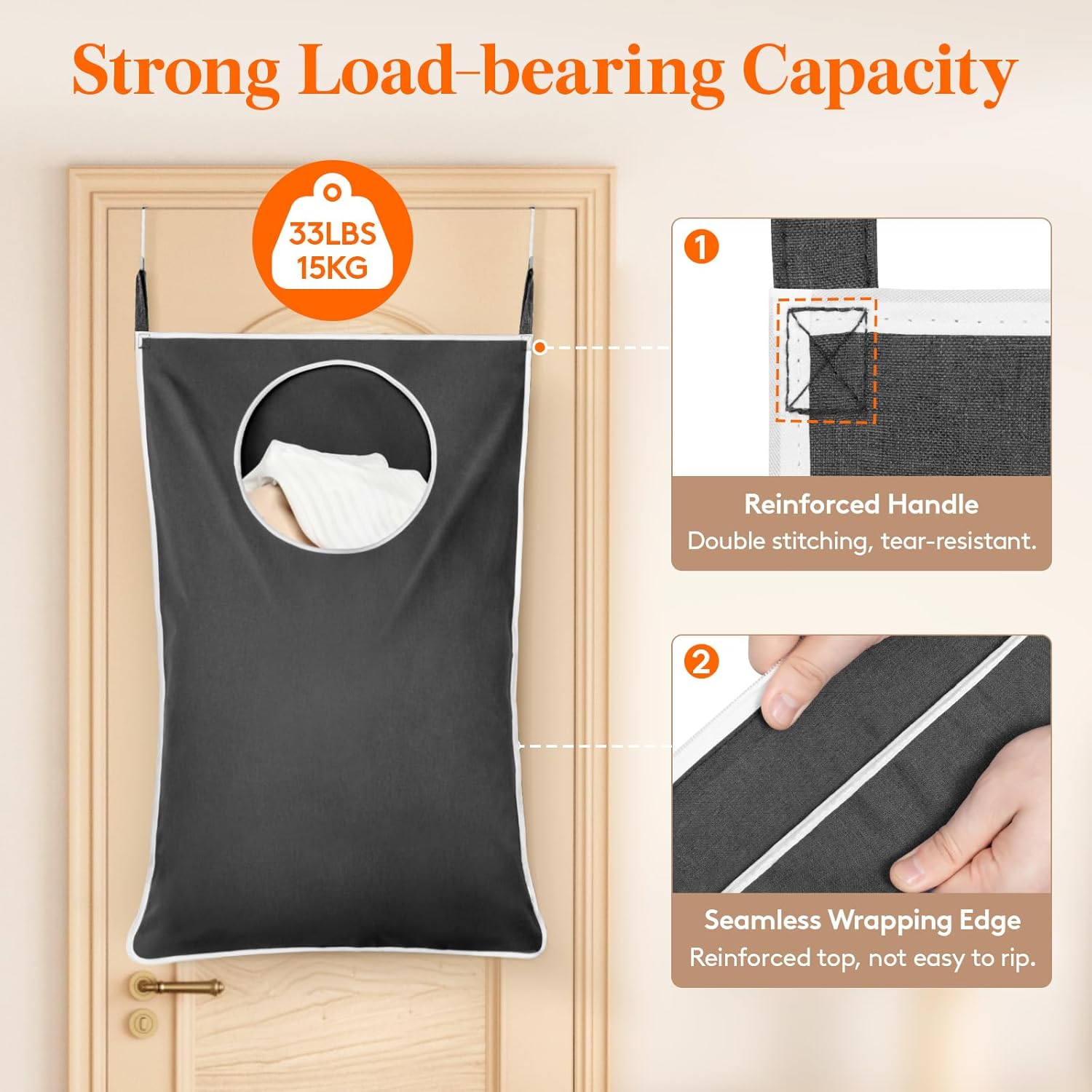 Lifewit 2 Pack Over Door Laundry Hamper, Large Collapsible Hanging Laundry Hamper, Hanging Laundry