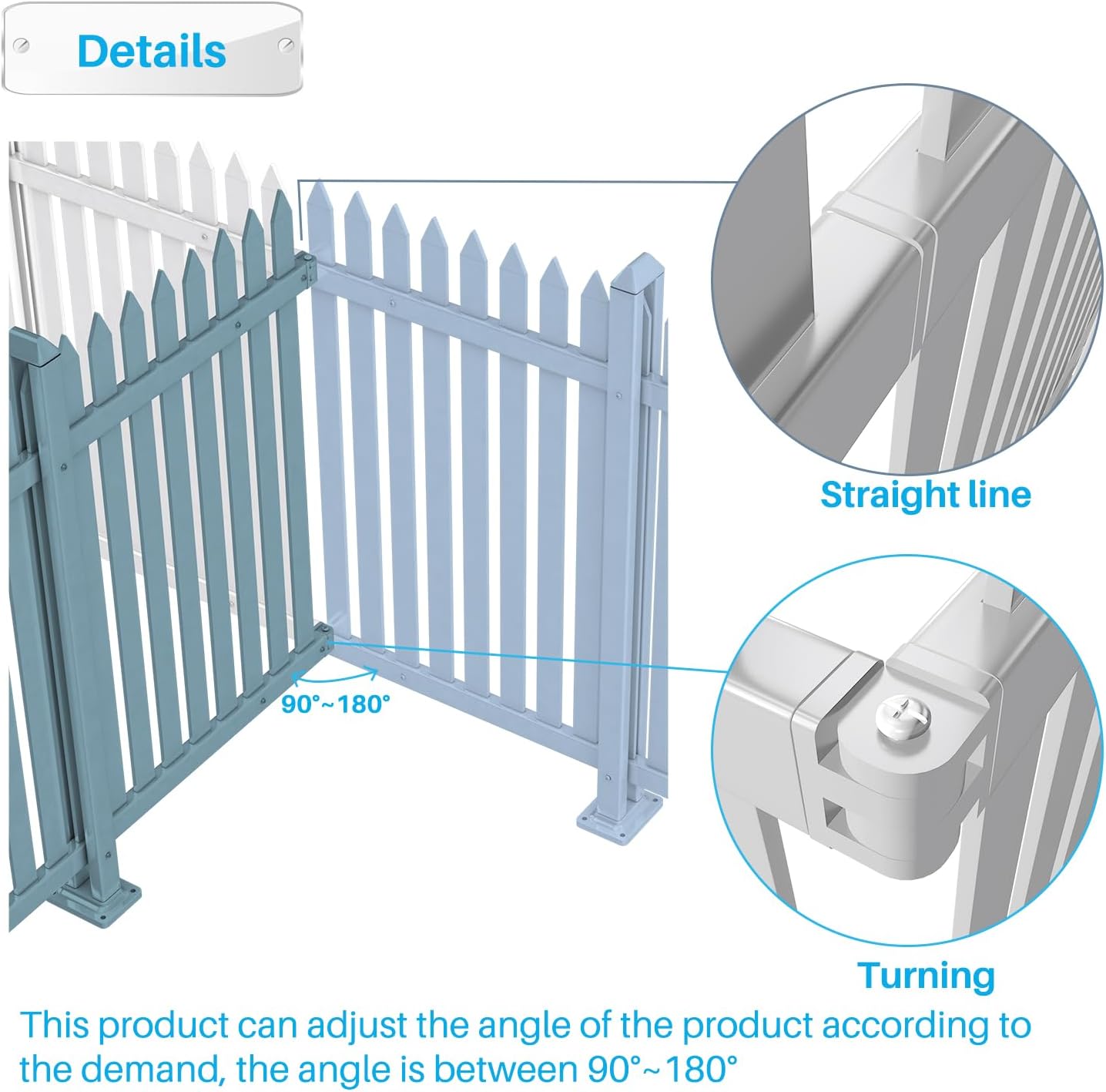Patio 8 Sets Vinyl Picket Fence Panels 36" H x 84" W White PVC Decorative Fence for Front Yard