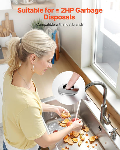 VEVOR Garbage Disposal Air Switch Kit, 2.5" Sink Top Air Switch for Food Waste Disposal, Brushed