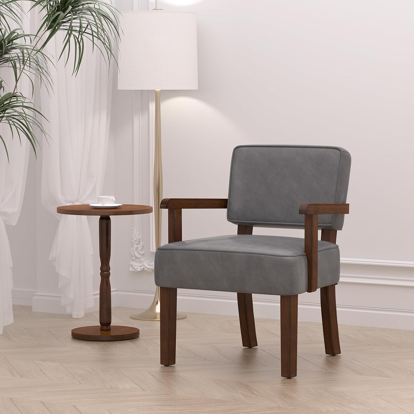 PU Leather Accent Chair, Oversized Living Room Chairs with Soft Seat and Armrests, Armchair for