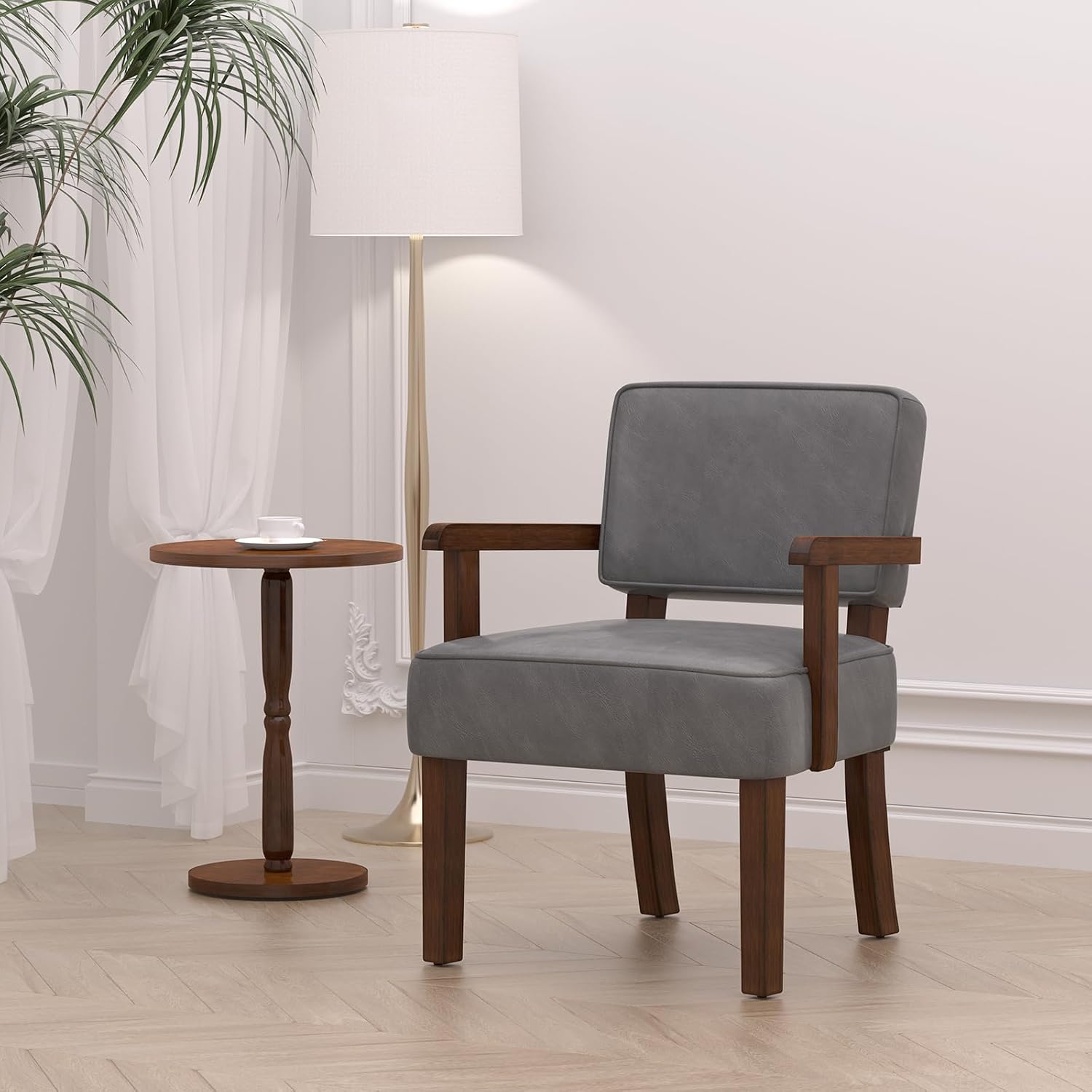 PU Leather Accent Chair, Oversized Living Room Chairs with Soft Seat and Armrests, Armchair for