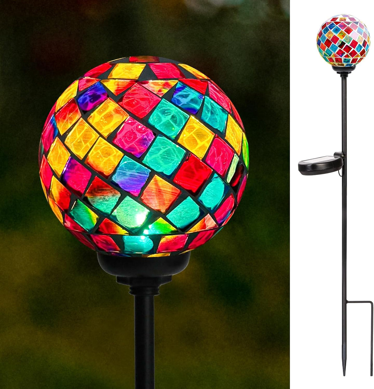 VCUTEKA Solar Garden Lights - Mosaic Solar Lights Outdoor Decor Pathway Light Waterpoof LED Stake