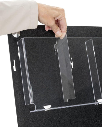 Displays2go Tiered Brochure Rack for Wall, 6-12 Adjustable Pockets, Frameless Acrylic - Black
