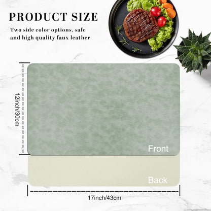 BLESWIN Faux Leather Placemats, Set of 6, 12×17 Inch -Double Side Texture Color Table Mats