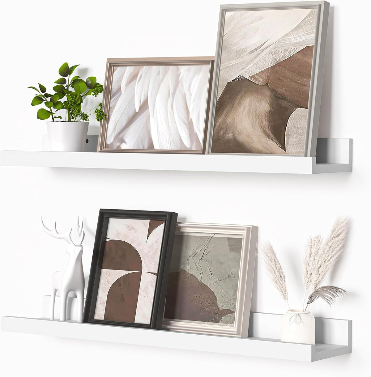 Heimlove Picture Ledge Shelf, Floating Shelves Set of 2, 24 Inches Picture Shelf for Wall with
