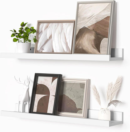 Heimlove Picture Ledge Shelf, Floating Shelves Set of 2, 24 Inches Picture Shelf for Wall with