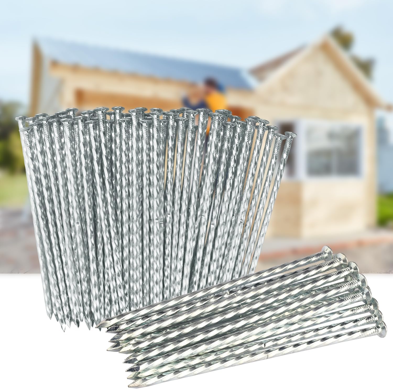 60 PCS 8 Inch Spiral Metal Galvanized Landscape Spikes, Galvanized Non-Rust Metal Garden Stakes