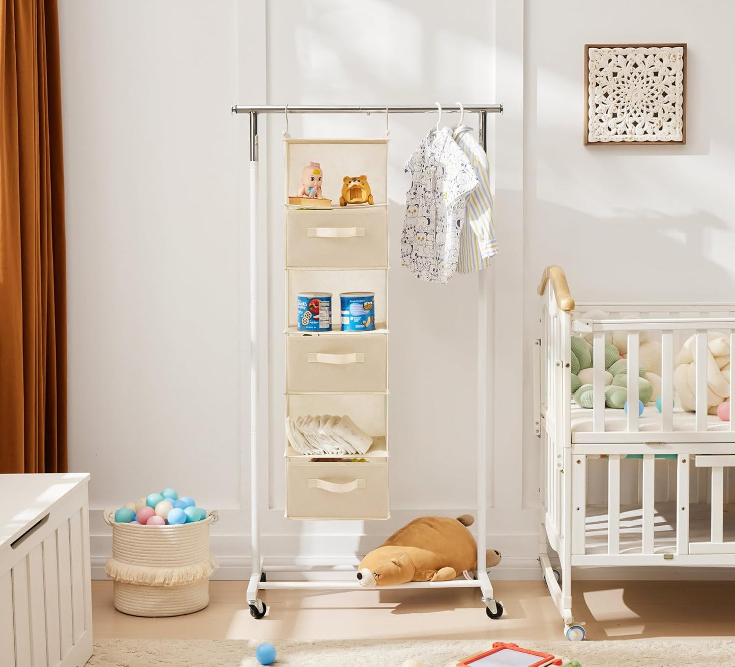 MAX Houser 6 Tier Shelf Hanging Closet Organizer, Closet Hanging Shelf with 2 Sturdy Hooks for