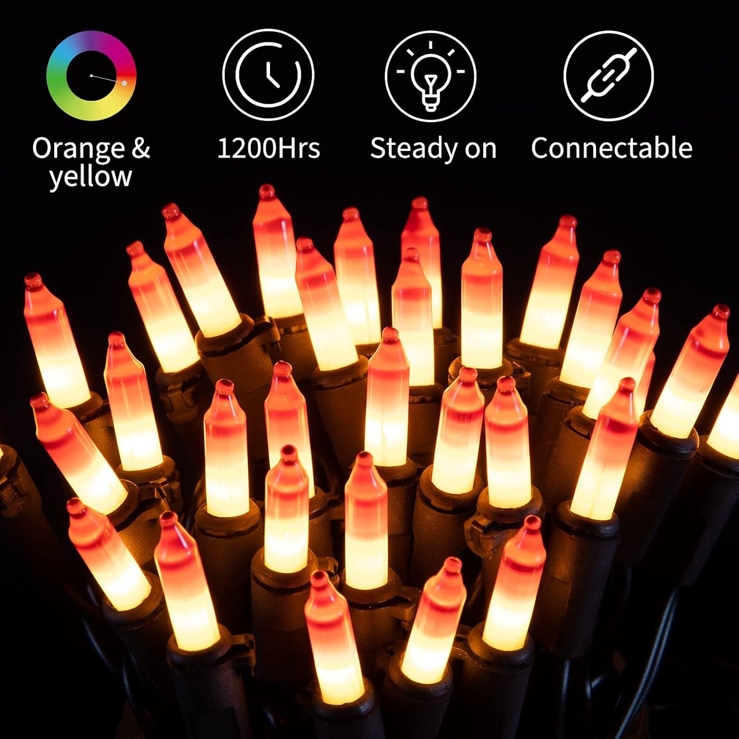Minetom 100-count 25Ft.Yellow & Orange Candy Corn Incandescent Mini Halloween String Lights for
