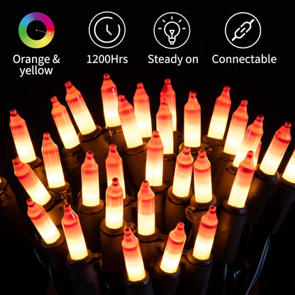 Minetom 100-count 25Ft.Yellow & Orange Candy Corn Incandescent Mini Halloween String Lights for