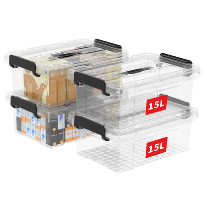 Cetomo Lidded Storage Bin with Handle, Storage Bins with Lid, Organizing Container with Secure