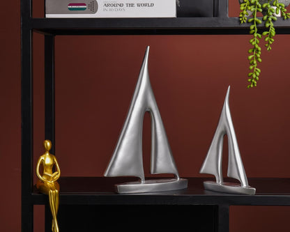 Modern Sculptures Home Decor, Silver Sailboat Decor Ornament, Boat Decorations Statue Decor, Art