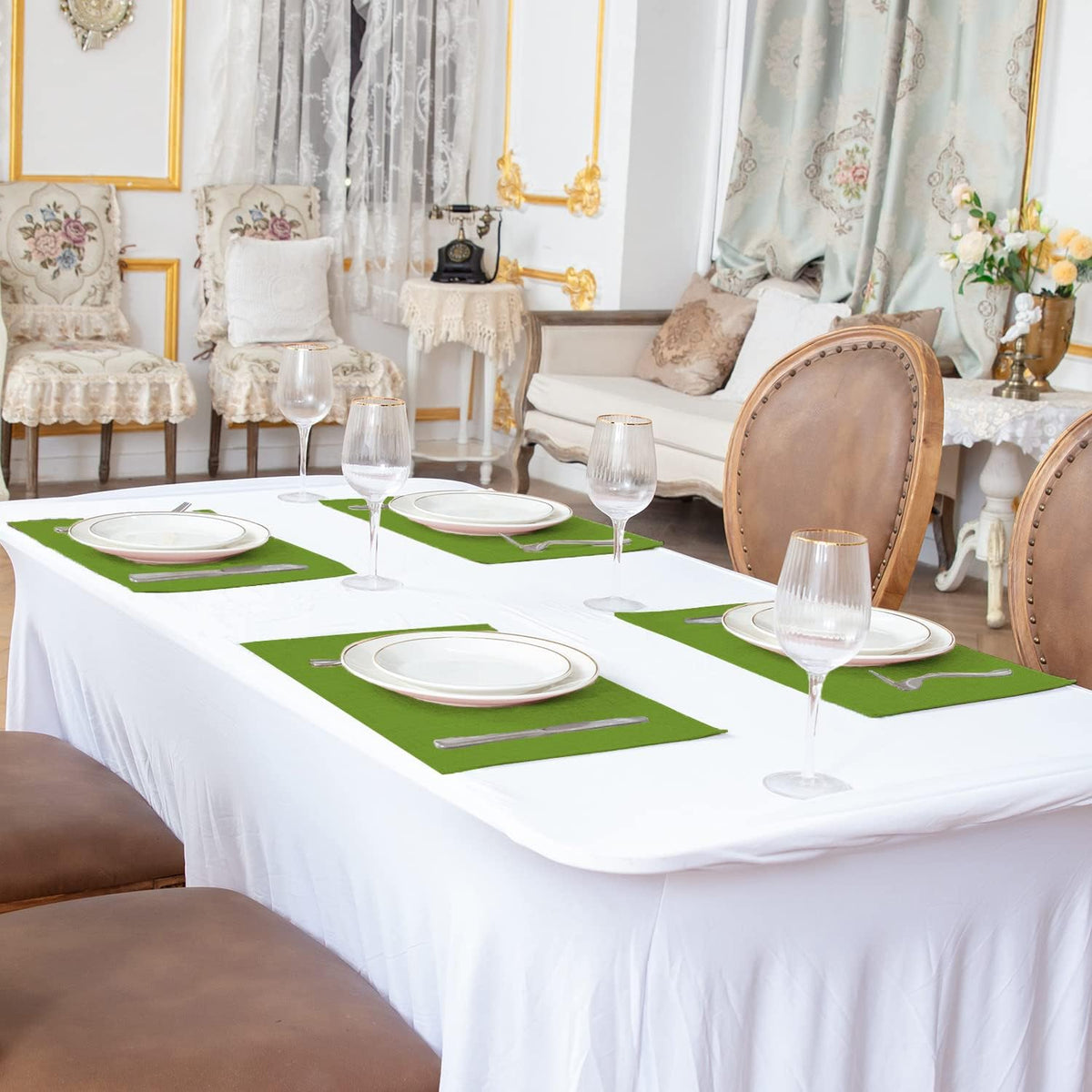 Cloth Placemats Set of 8, Linen Type Fabric Placemats Machine Washable Heat Resistant Placemats