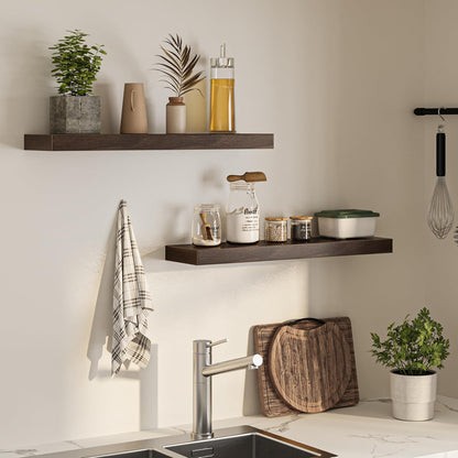 Floating Shelves for Wall, 31.5"W x 6.7"D x 1.5"H, Wooden Wall Mounted Display Shelves with