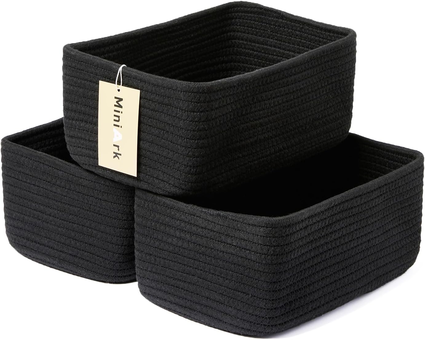 Small Storage Baskets for Organizing | Closet Organizer Bins | Shelf Toy Basket | Woven Rope