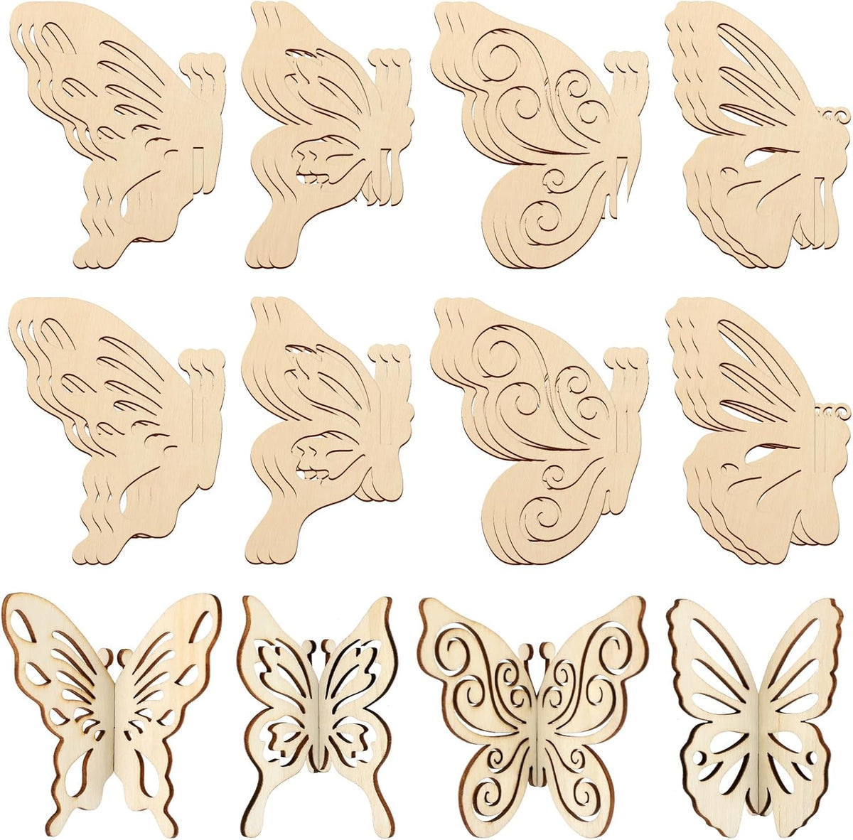 COCHIE DIY 3D Spring Butterfly Wood Crafts to Paint for Kids Adults, Paintable Unfinished Wooden