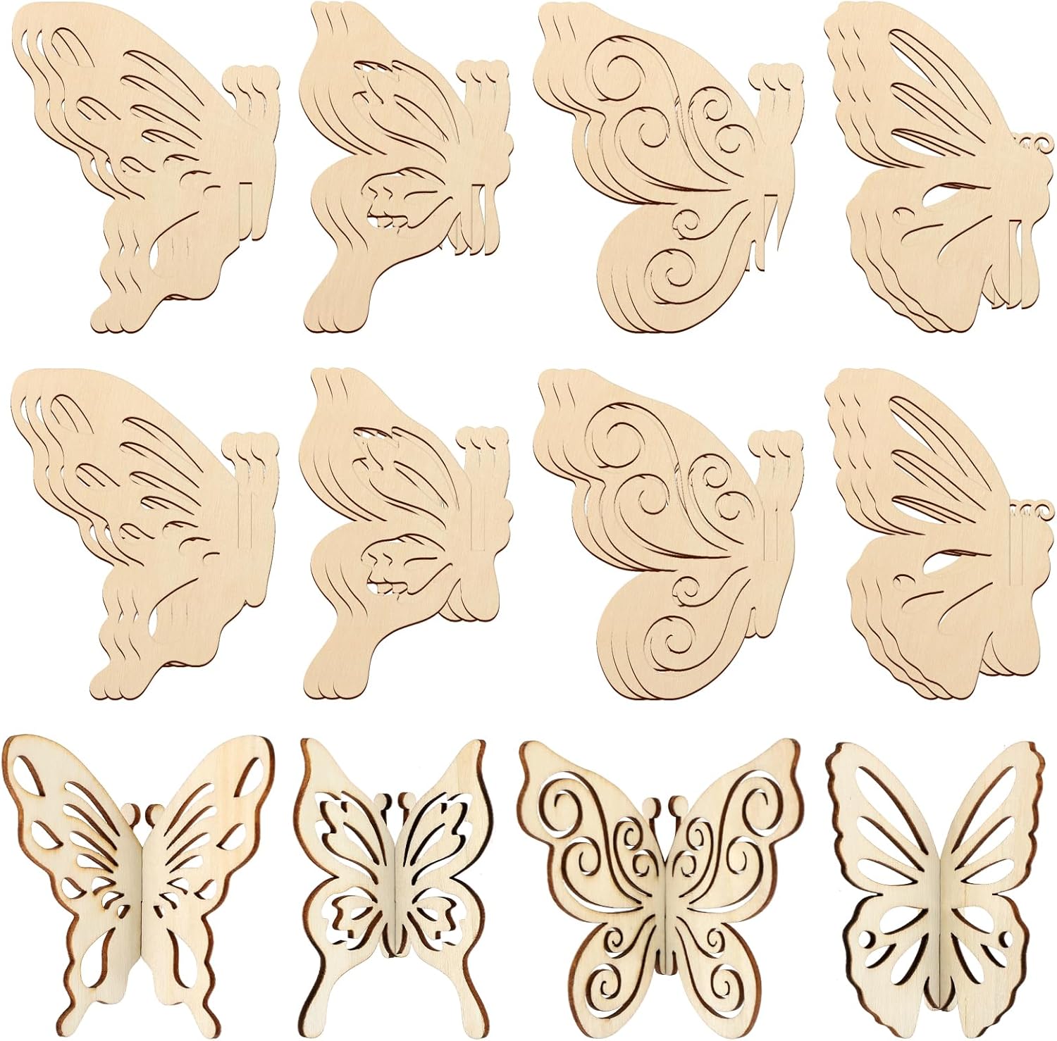 COCHIE DIY 3D Spring Butterfly Wood Crafts to Paint for Kids Adults, Paintable Unfinished Wooden