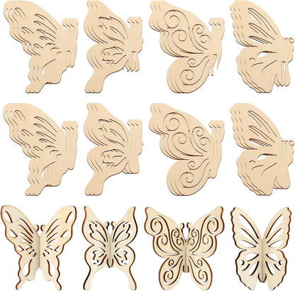 COCHIE DIY 3D Spring Butterfly Wood Crafts to Paint for Kids Adults, Paintable Unfinished Wooden