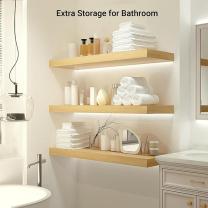 Heimlove 12" Deep Floating Shelves, 36 x 12 Inch Wall Mounted Long Floating Shelf with Invisible
