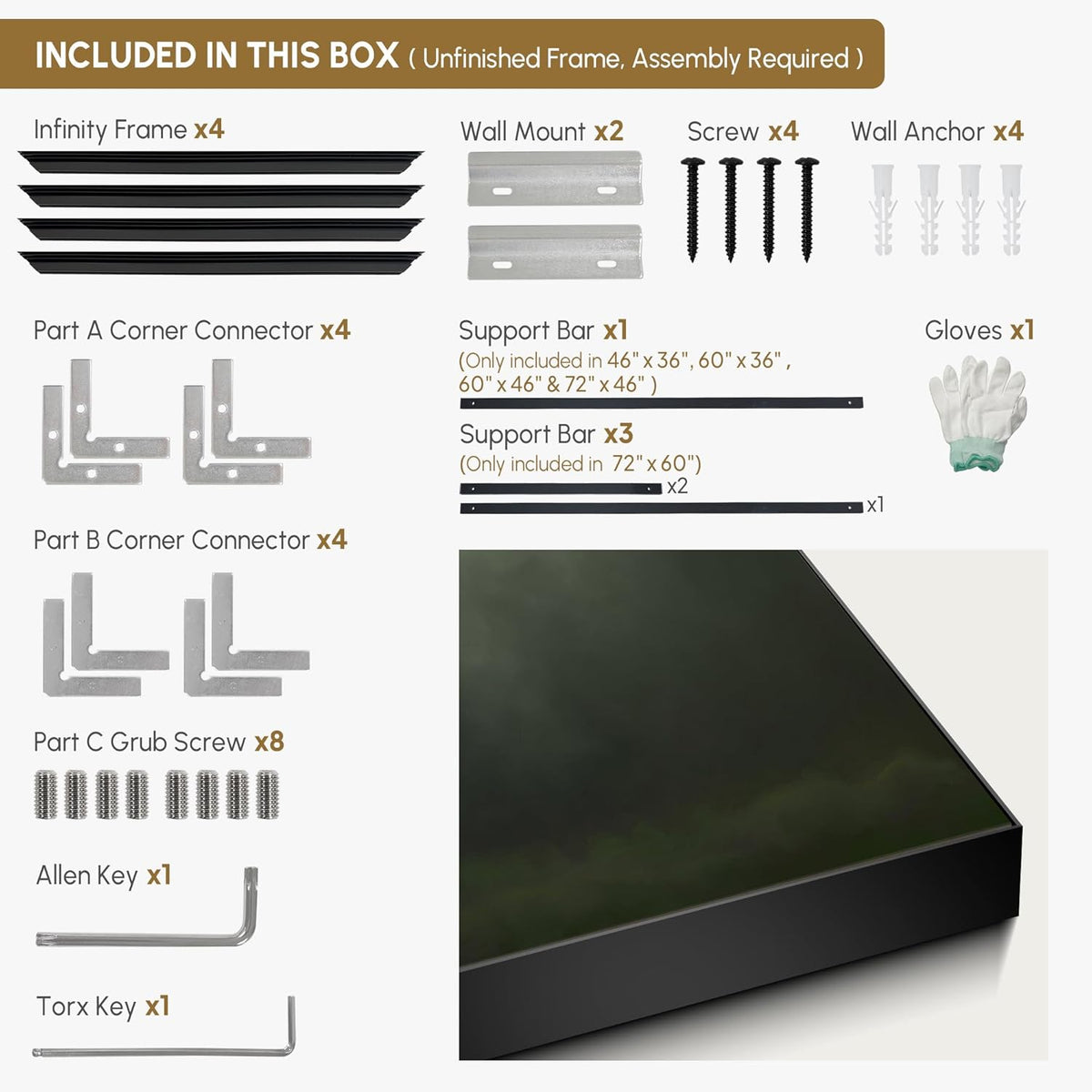 SIGNWIN 36"x46" Extra Large Framed Wall Art Moody Green Abstract Cloudscape, Minimalist Atmospheric
