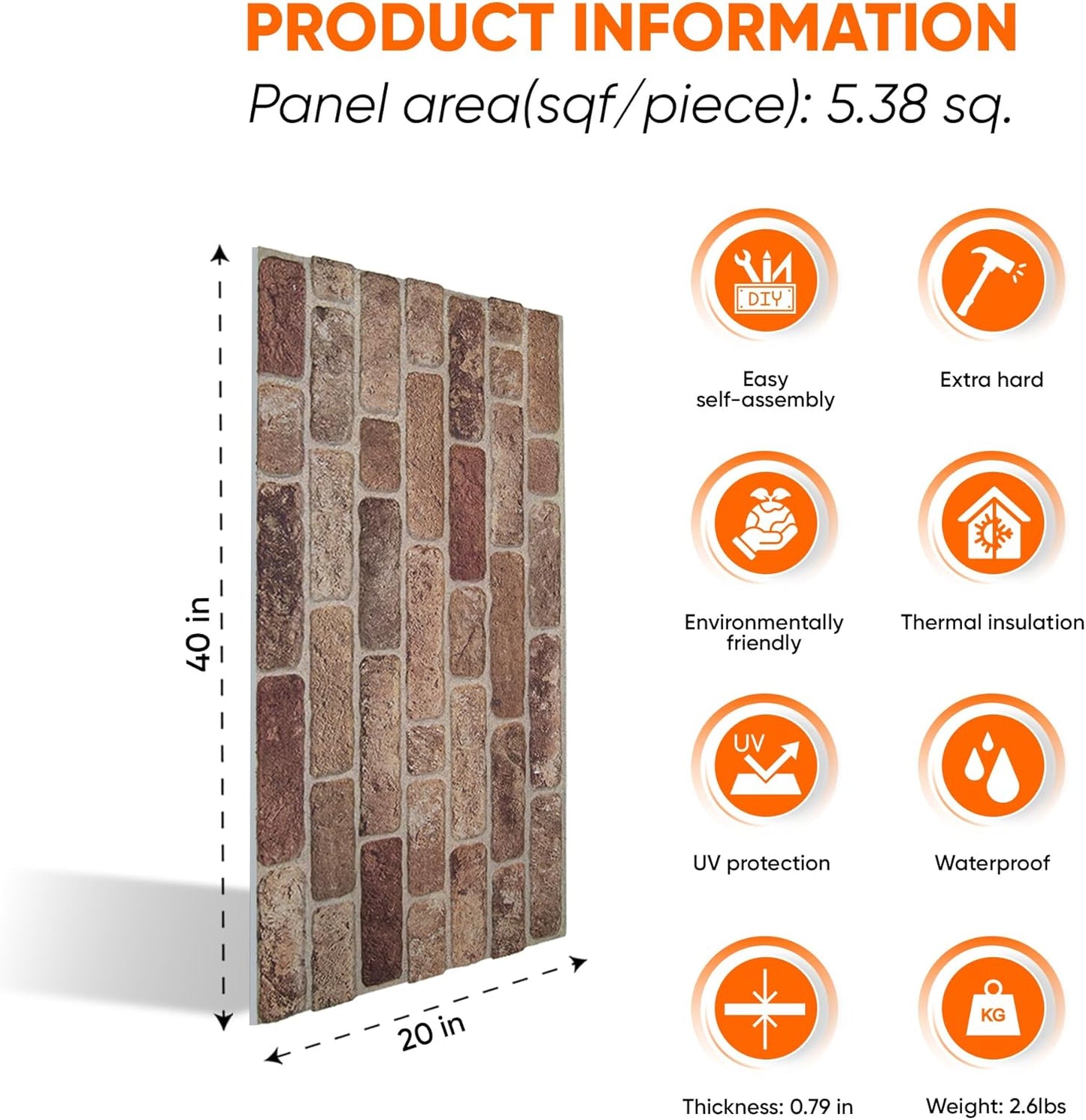 ZODEKOR 3D Wall Panels Brick Effect - Cladding, Stone Look, Styrofoam Facing for Living Room