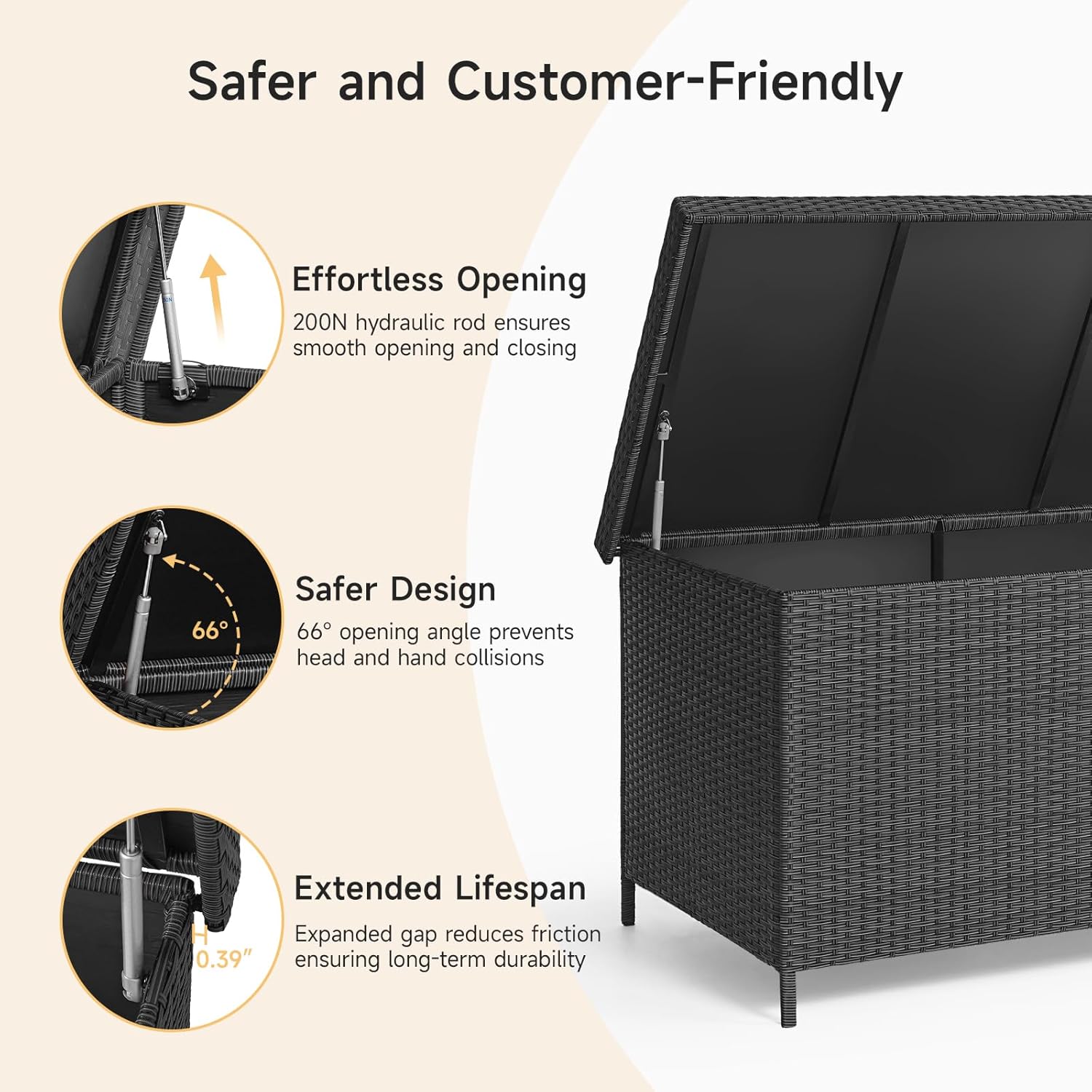158 Gallon XL Deck Box with Lid, All Weather Wicker Outdoor Storage Box Waterproof, Large Outdoor