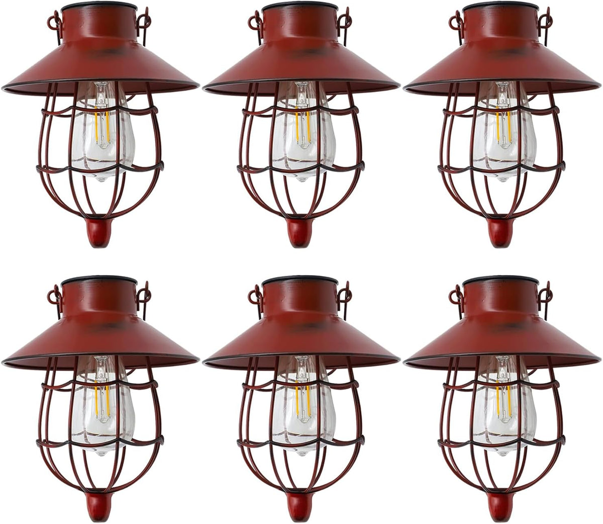 YAKii 6 Pack Solar Lantern Hanging Waterproof Outdoor Metal Solar Lamp with Warm White Light