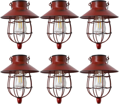 YAKii 6 Pack Solar Lantern Hanging Waterproof Outdoor Metal Solar Lamp with Warm White Light