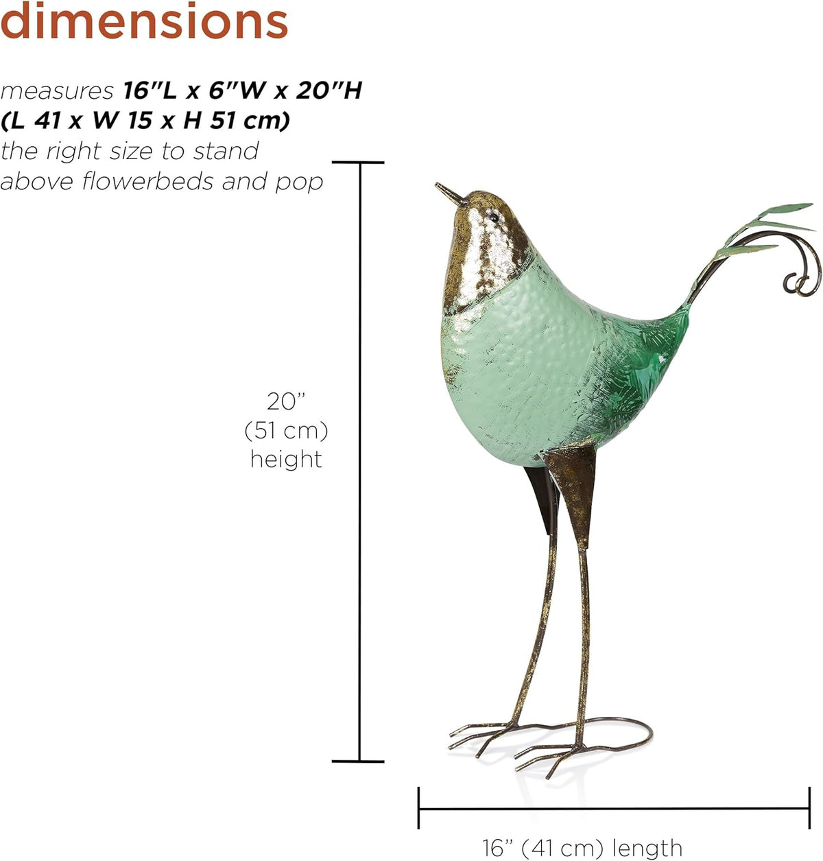 Alpine Corporation MCC704 Chin-Up Metal Bird Outdoor Décor Statue, Whimsical Animal Décor for Patio